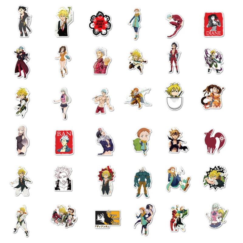 

50/100Pcs/Set Japanese anime seven deadly sins Graffiti Waterproof Skateboard Travel Suitcase Phone Laptop Luggage Stickers