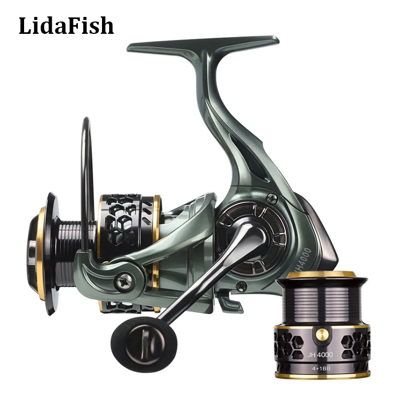 

LIDAFISH Brand Fishing Spinning Reel JH3000 4000 8KG Max Drag Metal Spare Spool No Gap Fishing Accessories