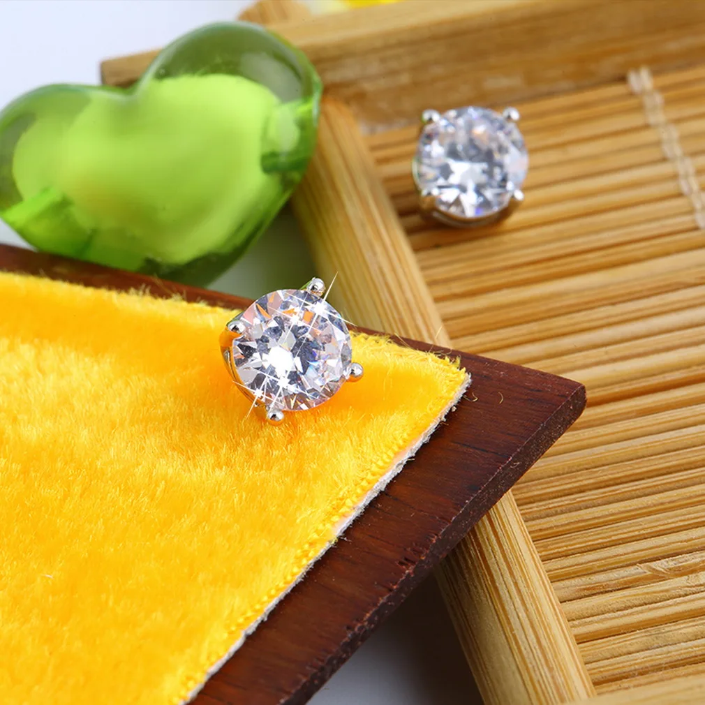 1 пар/уп. бриллиантовые серьги-гвоздики стильные унисекс мужские женские