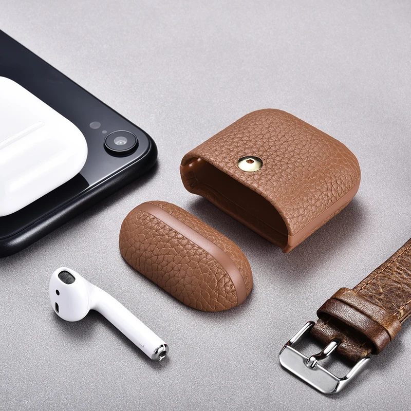 

Original ICARER Genuine Leather Case For Apple Airpods Luxury Fashion Hard PC Protective Shell Bag Case Cover For Airpods 2 1