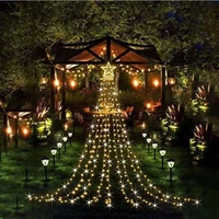 led holiday lighting string christmas decoration courtyard garden lawn waterproof tree lights five pointed star icicle lights