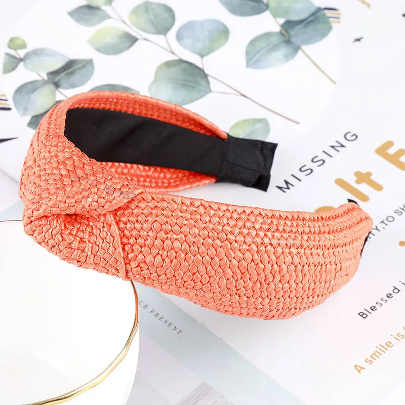 Style 26 Haimeikang богемный обруч для волос, летняя соломенная плетеная повязка на голову для женщин, крестик ручной работы, обруч для волос, обруч для волос, аксессуары для волос - Цвет: Style 26