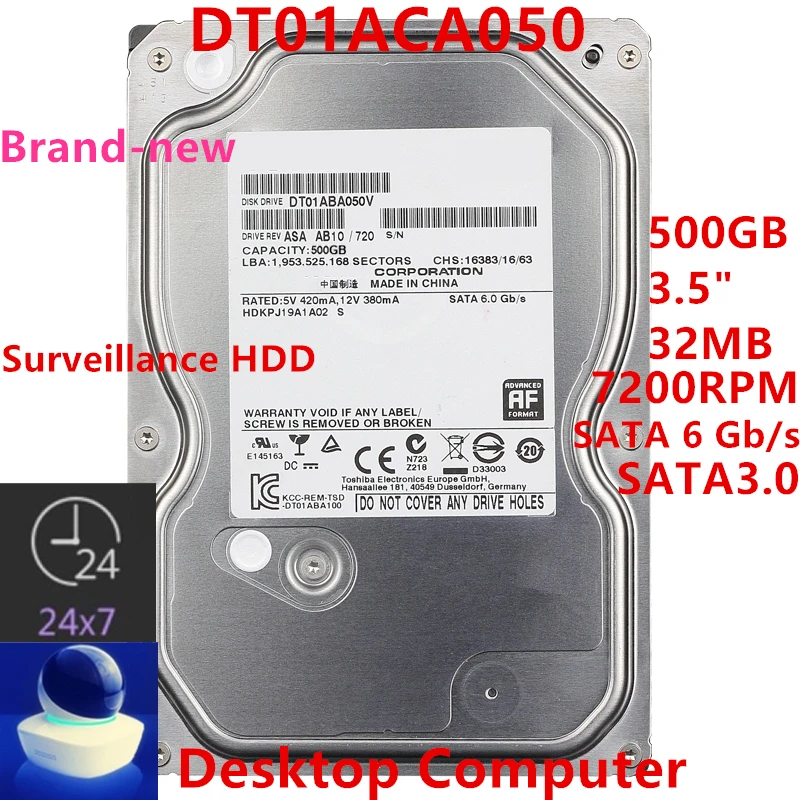 New Original HDD For Toshiba Brand 500GB 3.5