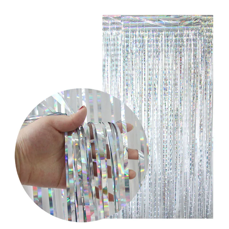 2 м розовый золотой занавес металлические блестки из фольги с бахромой для