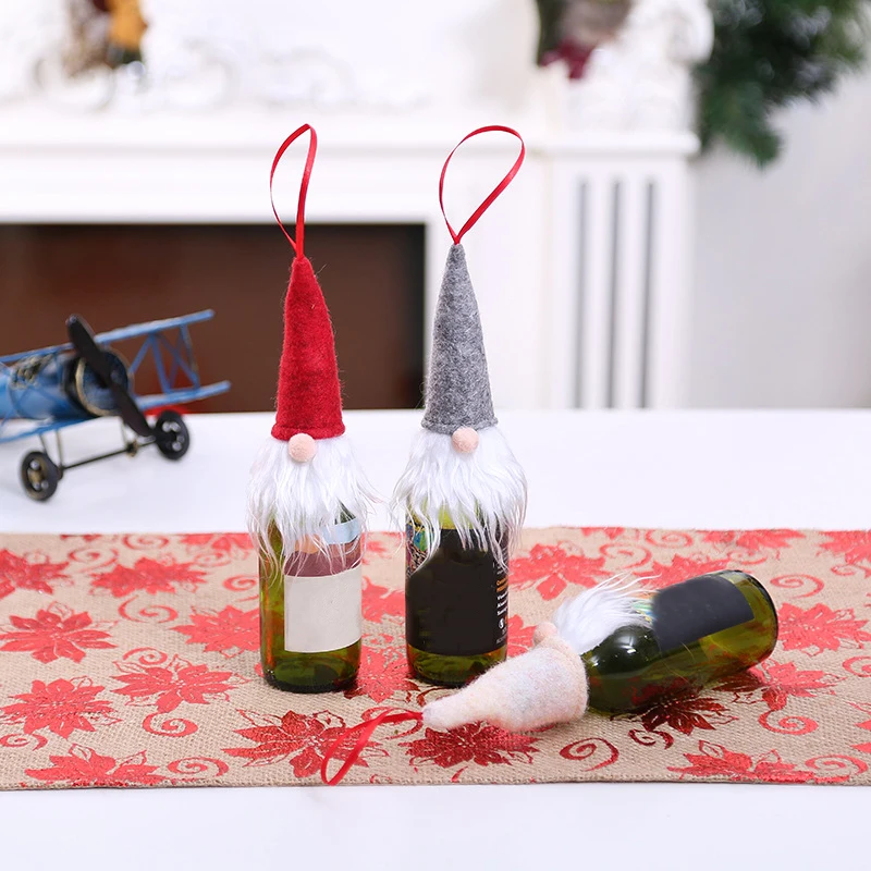 Mini Christmas Hat Design Wine Bottle Lid Santa Claus Elk Dust Cover Merry Xmas Dinner Decor DIY Home Party Supplies | Дом и сад