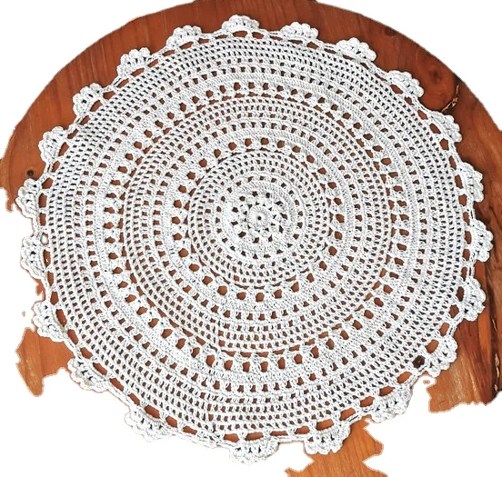 

Table Cover round Tablecloth Handmade Crochet Hook Flower Pure Cotton Heat Proof Mat American 2PCs