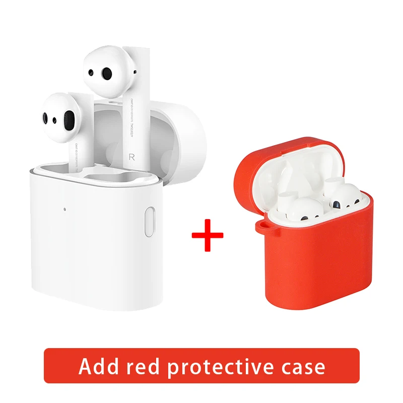 Оригинальные беспроводные наушники Xiaomi Air 2 TWS Bluetooth 2 LHDC HD 14,2 мм с двойным микрофоном ENC автоматическая пауза управление нажатием Airdots Pro 2 - Цвет: Add red case
