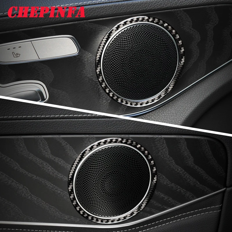 

CHEPINFA Car Door Stereo Speaker Frame Decorative Cover Audio Circle Ring for Mercedes-Benz C 200l glc260 300 300le 320l