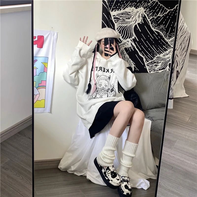 

Woman Sweatshirts Kawaii Funny Cartoon Hoodies Ullzang Cute Anime Oversize Hoodie Harajuku with Print Tops Punk Pullover Clothes