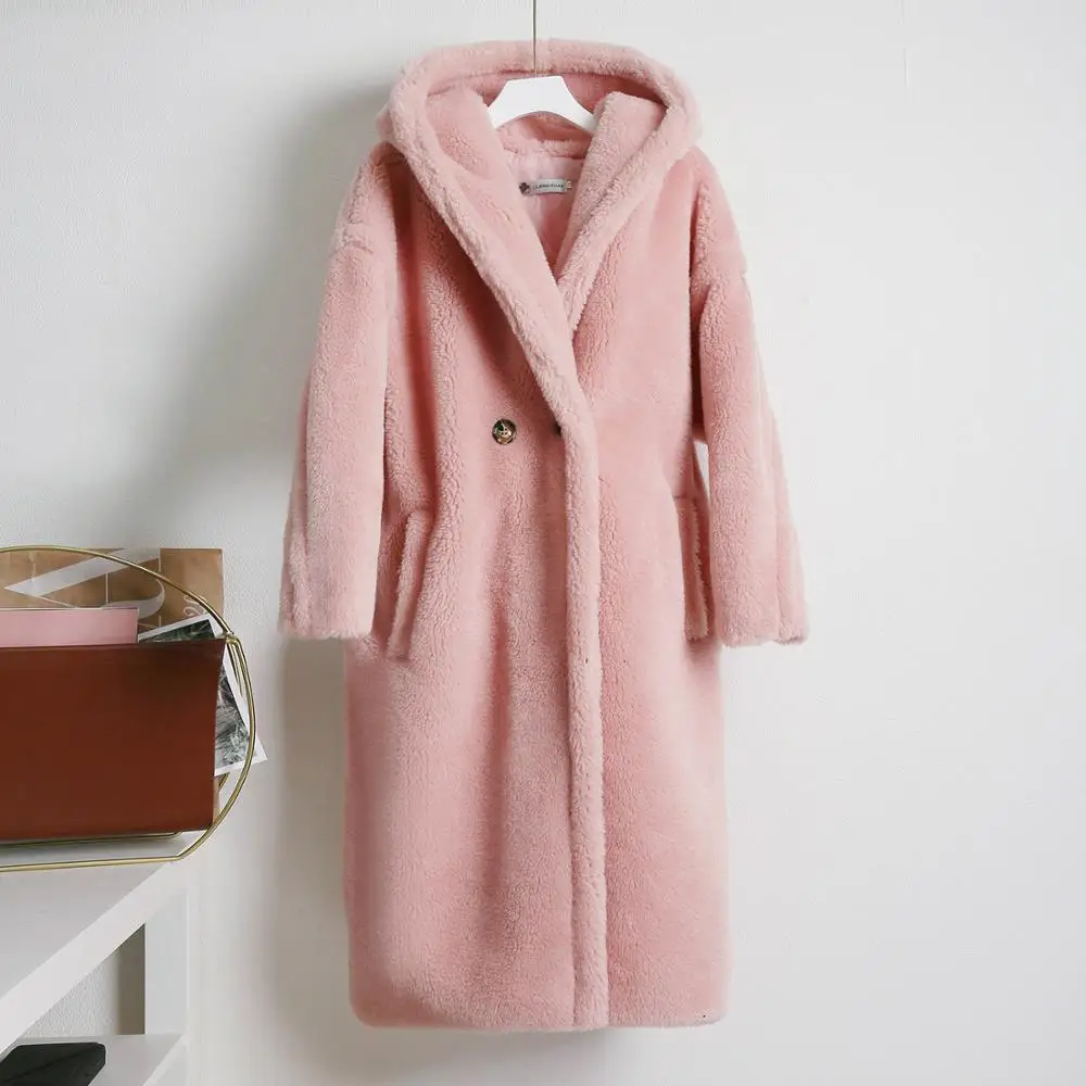 Пальто из искусственного меха Женское зимнее высококачественное элегантное