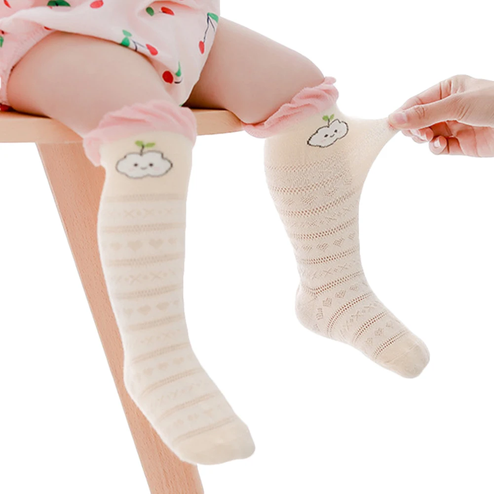 Детские чулки Модные Простые Летние сетчатые тонкие носки выше колена с рисунком