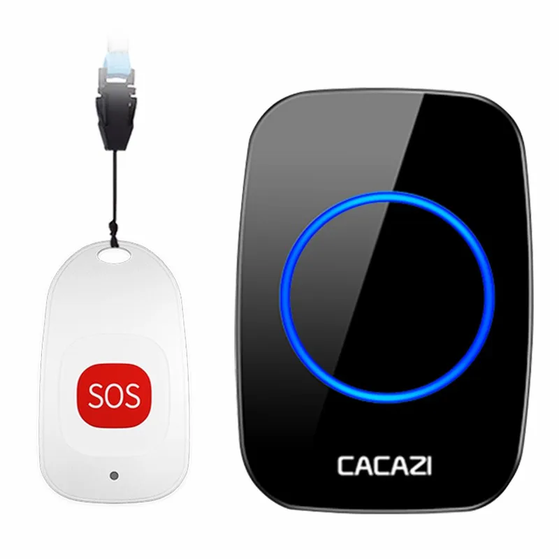1 sos 1 receiver CACAZI умный дом беспроводной пейджер дверной звонок для пожилых людей Аварийная сигнализация 80 м удаленный звонок США ЕС Великобритания вилка 1 Кнопка 1 пейджер 1 приемник - Цвет: 1 sos 1 receiver