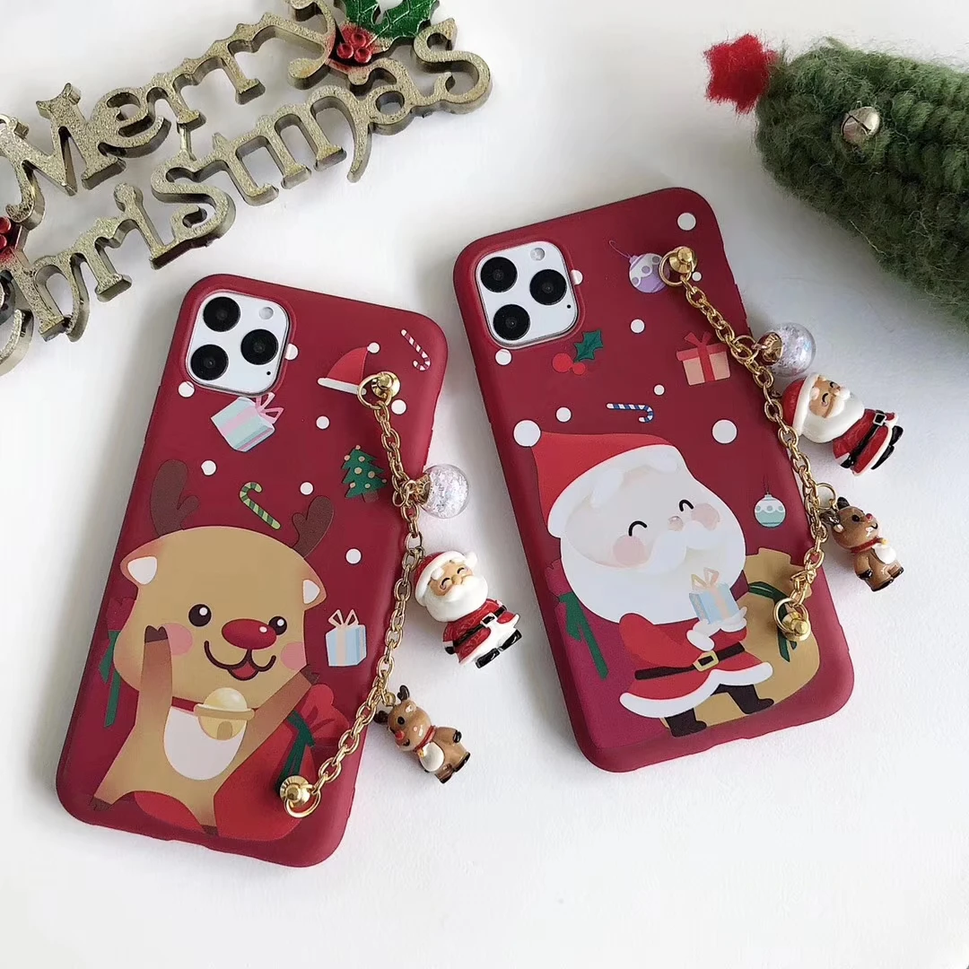 Милый чехол для телефона с Санта Клаусом для IPhone 11 чехол XR XS Max 6 6S 7 8Plus браслет-держатель задняя крышка Рождественский подарок чехол