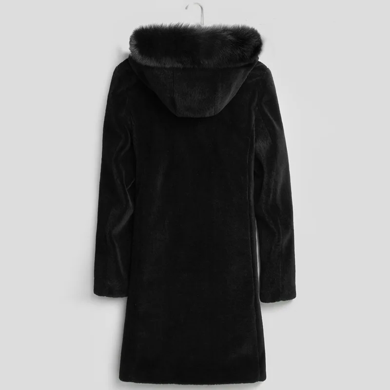 

Men Real Winter Jacket 2020 Fox Collar Hooded Sheep Shearling Fur Coat Plus Size Wool Jackets Veste Homme 6729YY805