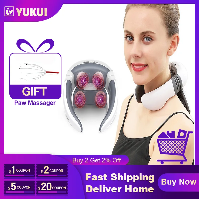 Умный электрический массажер для шеи низкочастотная магнитная терапия