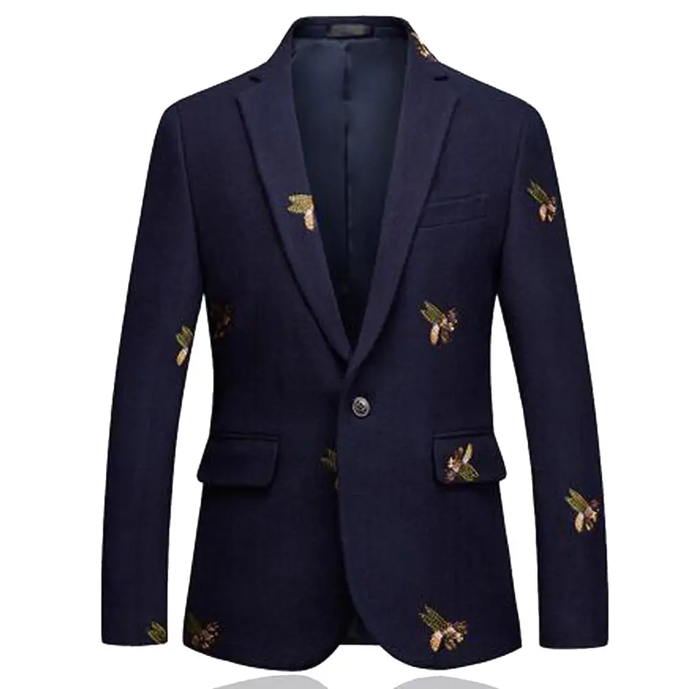 Bees Blazer Men Fashion Wedding Prom Blazers Single button For Male Stylish Suit Jacket 6XL EM206 | Мужская одежда
