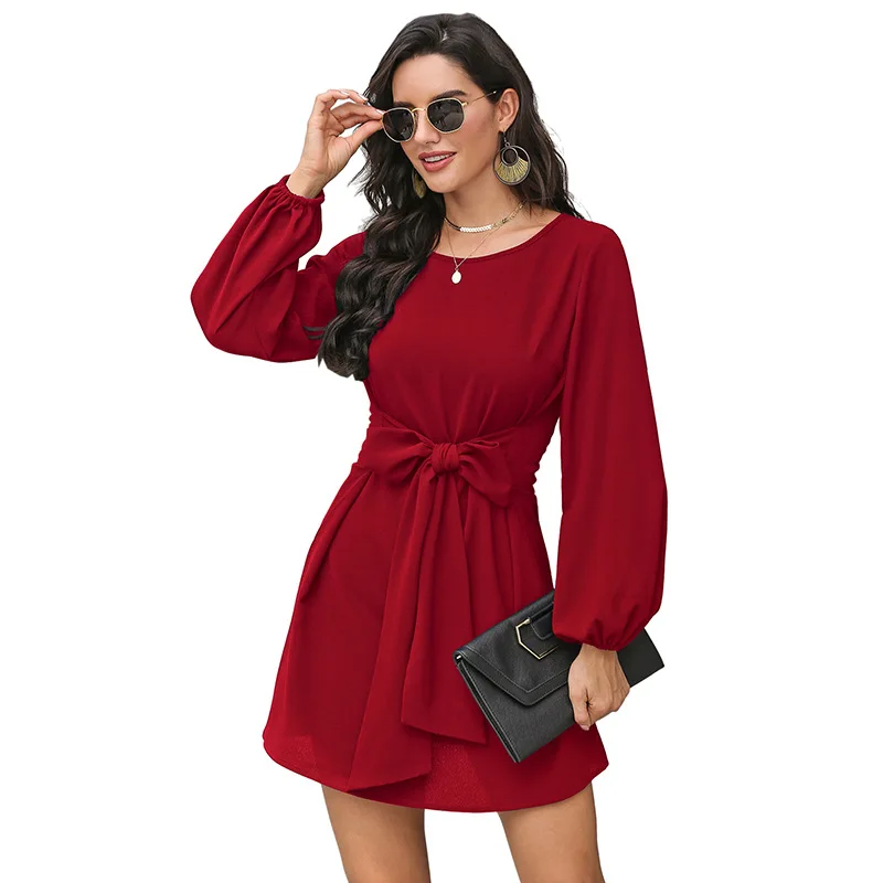 

Dresses 2021 New Style for Autumn and Winter Women's Skirt Waist Hugging Long-Sleeve Woman's Dress