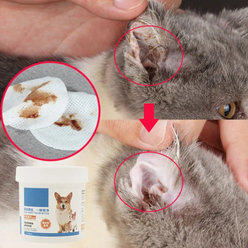 100 шт./лот чистящие салфетки для ушей домашних животных собак предотвращения зуда