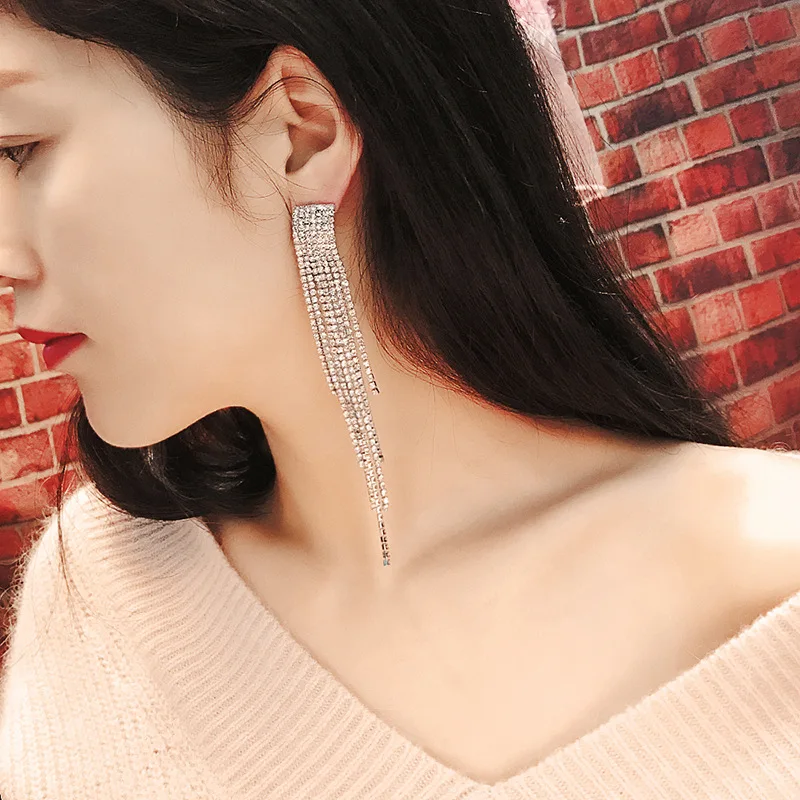 Модные преувеличенный класса люкс с длинной бахромой серьги для женщин и девочек