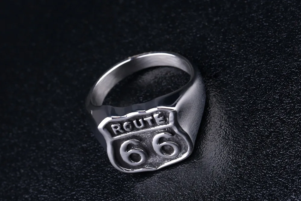 Модные Route66 кольцо для мужчин Байкерская Мужская ювелирных изделий Винтаж ретро