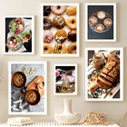 Постеры в скандинавском стиле с изображением шоколадного кольца торта кофейных зерен хлеба настенные художественные картины на холсте для украшения отеля десерта магазина