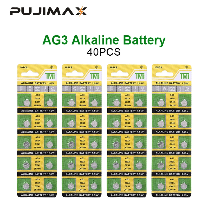 PUJIMAX батарейка AG3 LR41 392 SR41 192 Щелочная 1 55 в 40 шт. L736 384 SR41SW CX41 для часов игрушки