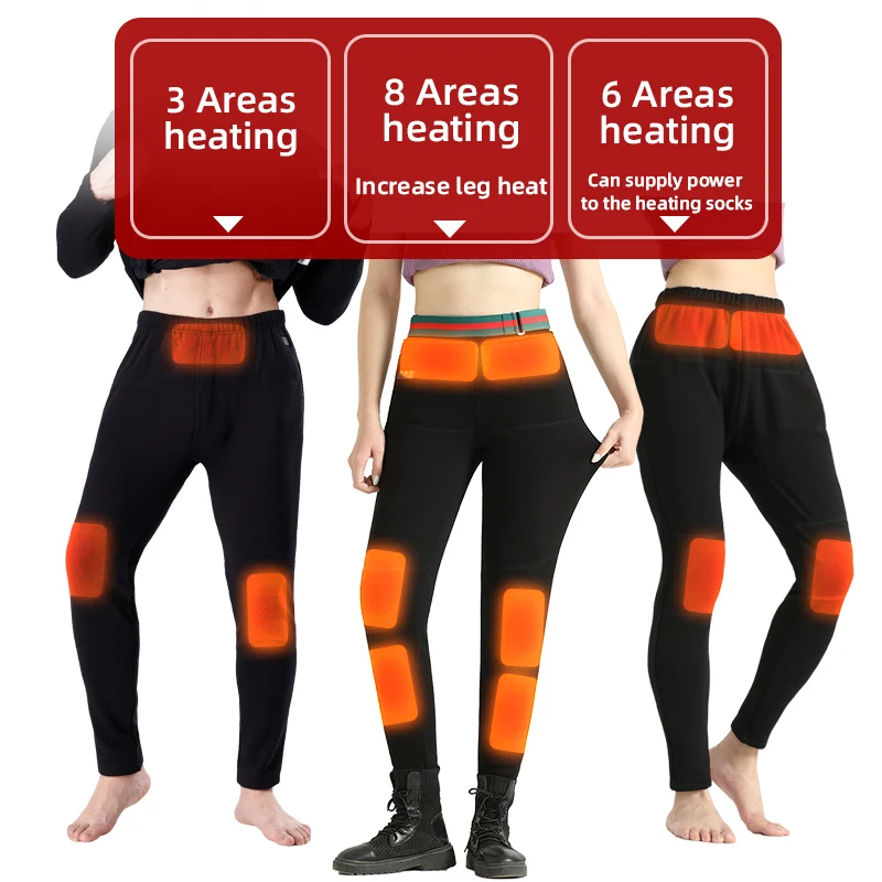 Winter Heated Pants Outdoor Hiking Warm Slim USB Trekking Skiing Electric Thermal Pants Trousers Women Men Heating Pants