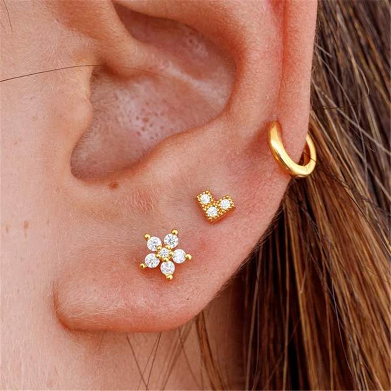 Женские серьги-гвоздики с треугольным инвертированным цирконием 1 пара серьги в