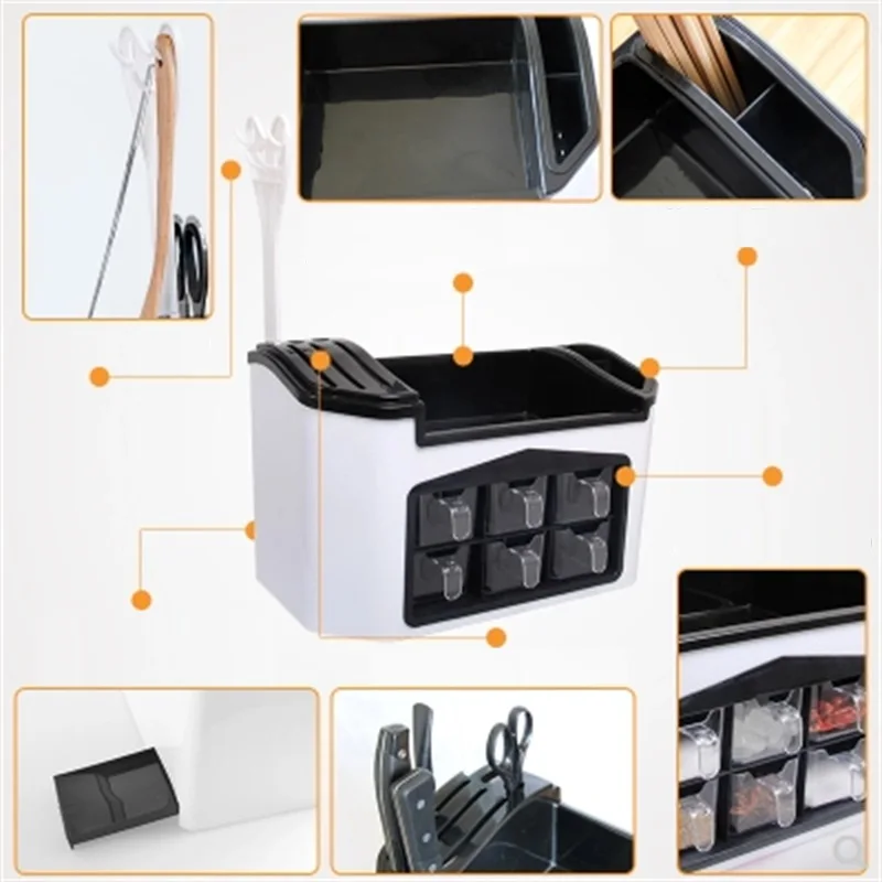 

Multifunctional Kitchen Storage Box Household Racks Seasoning Taste Bottle Combination Knife Set Multi-grid Storage Organization
