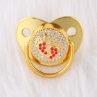 На возраст от 0 до 18 месяцев, рисунок из мультфильма, красный след Форма золотые босоножки на высоком каблуке BlingBling детская пустышка на цепочке с прищепкой, безопасный BPA бесплатные силиконовые пустышки для младенцев, для новорожденных, Детские Соска-пустышка