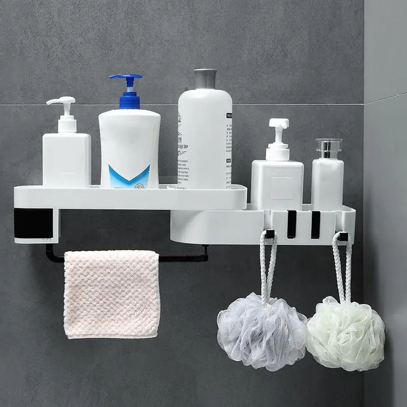 

Corner Bathroom Organizer Shelf Shampoo Cosmetic Storage Rack Wall Mounted Kitchen Shelf Household Items Bathroom Accessories