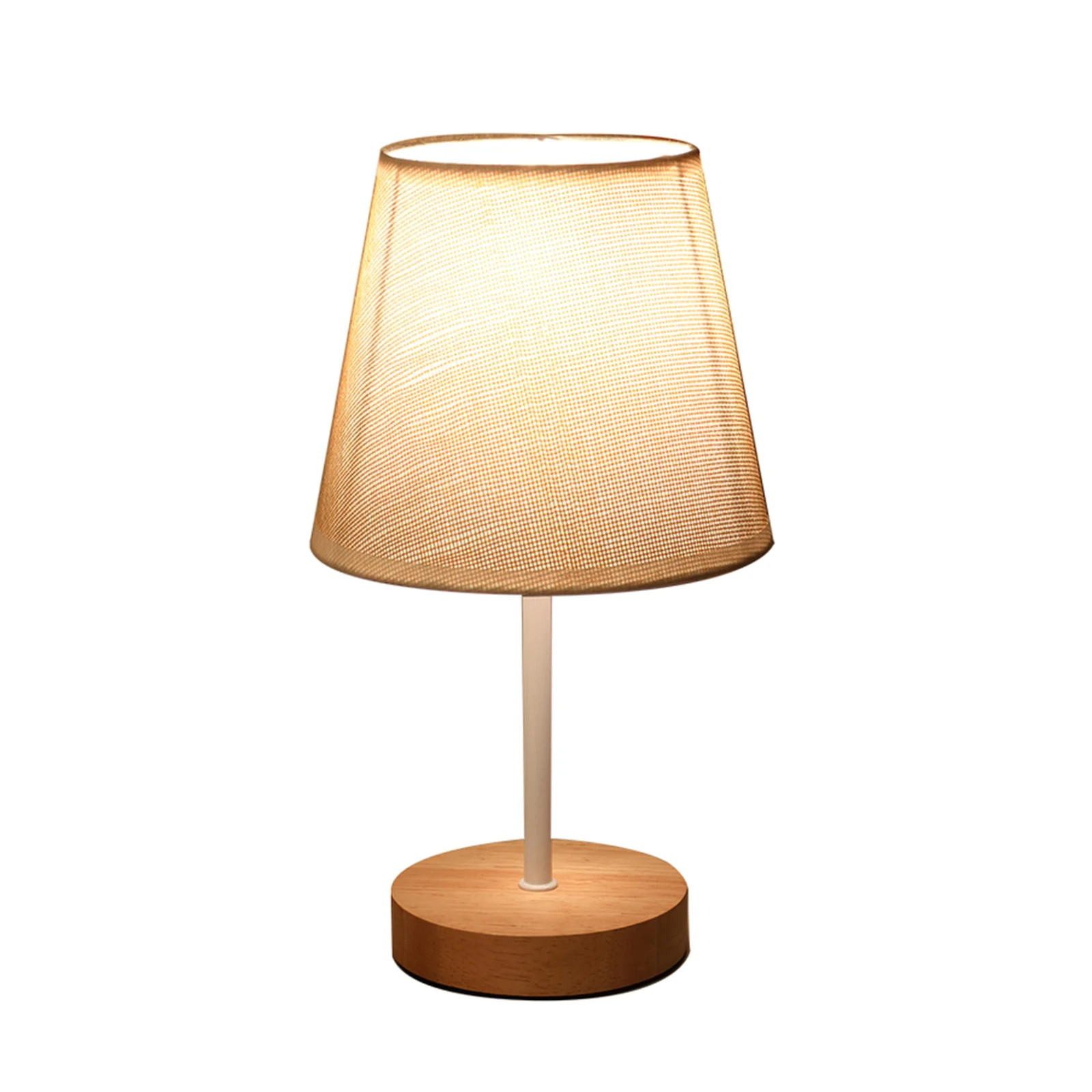 

Wooden Bedside Table Lamp Modern Design LED Desk Lamp For Bedroom Living Room Baby Room Fabric Shade Lamp
