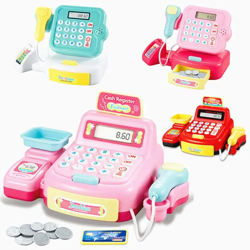 

Electronic Simulated Supermarket Cash Register Kits Toys Checkout Counter Role Pretend Play Cashier Girl Toys Caja Registradora