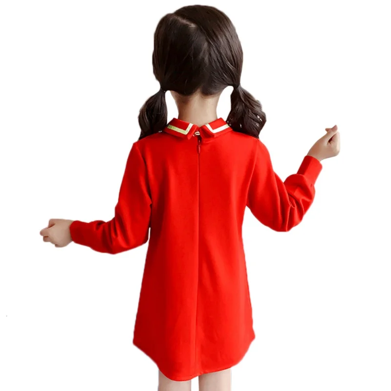 Autumn Casual Baby Girls Solid Print Long Sleeve Dress Kids Toddler Bow Design Pageant Dresses 2019 | Детская одежда и обувь