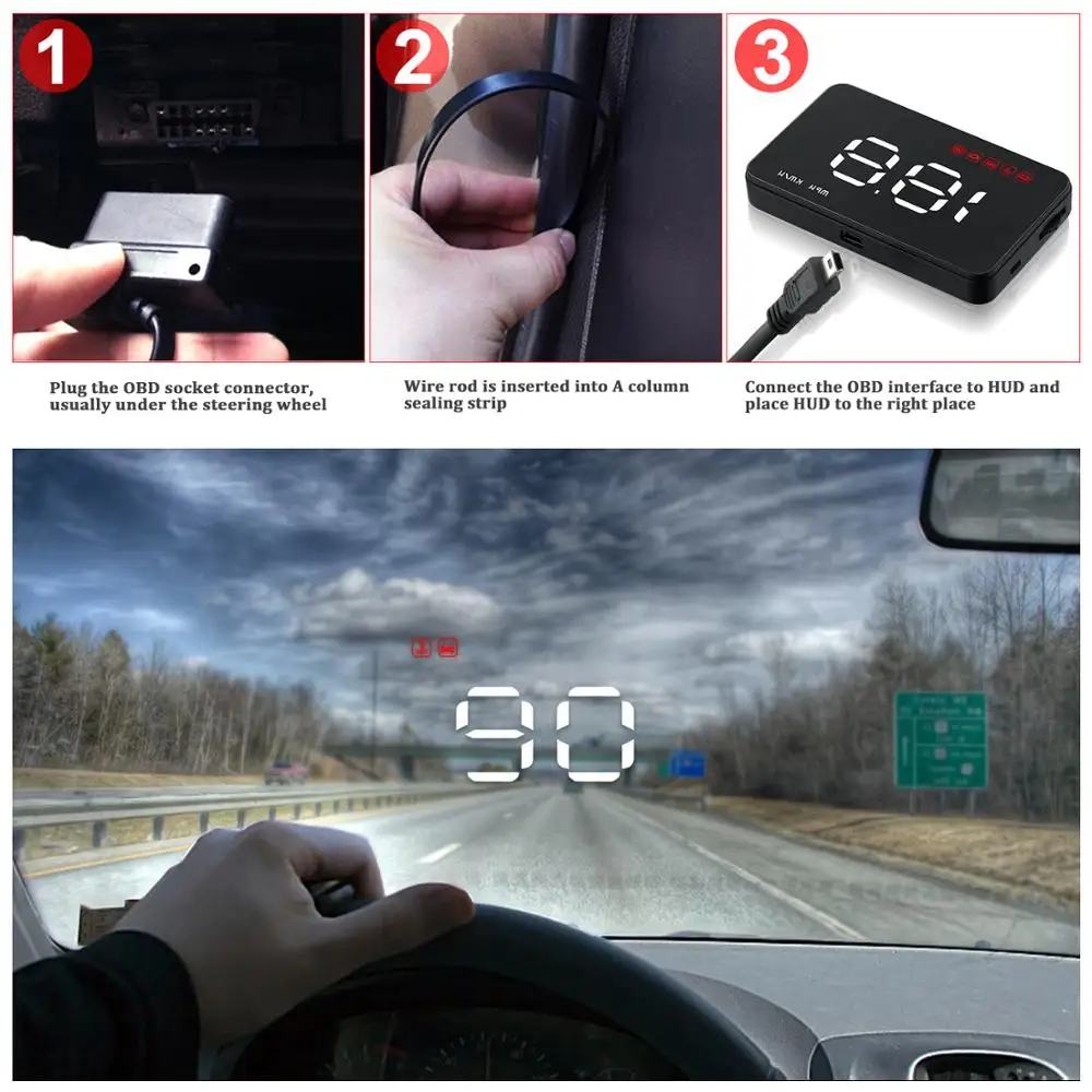 WiiYii A1000 HUD OBD2 Heads Up Display Car Overspeed Warning System Speedmeter Projector Windshield Auto Electronic Speed Vol | Автомобили