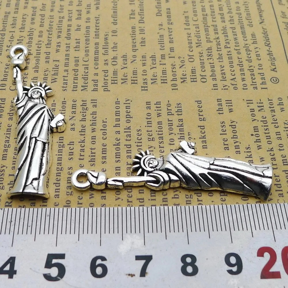 

80pcs Statue of Liberty Charms 14mm x 48mm DIY Jewelry Making Pendant antique silver color