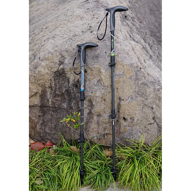 

Walking Stick T-handle Carbon Fibers Light 3 Section External lock Mountain-climbing Crutch Outdoor Hiking Walking 135cm