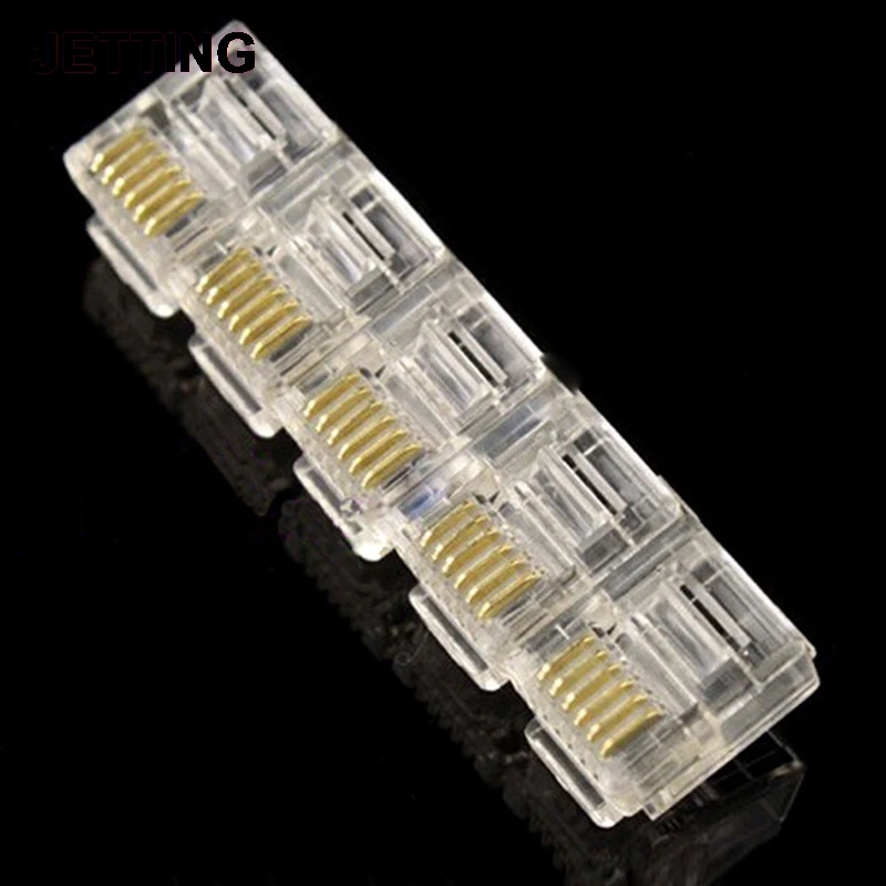 100 шт. 6P6C кристаллическая головка RJ11 модульная вилка позолоченный сетевой разъем