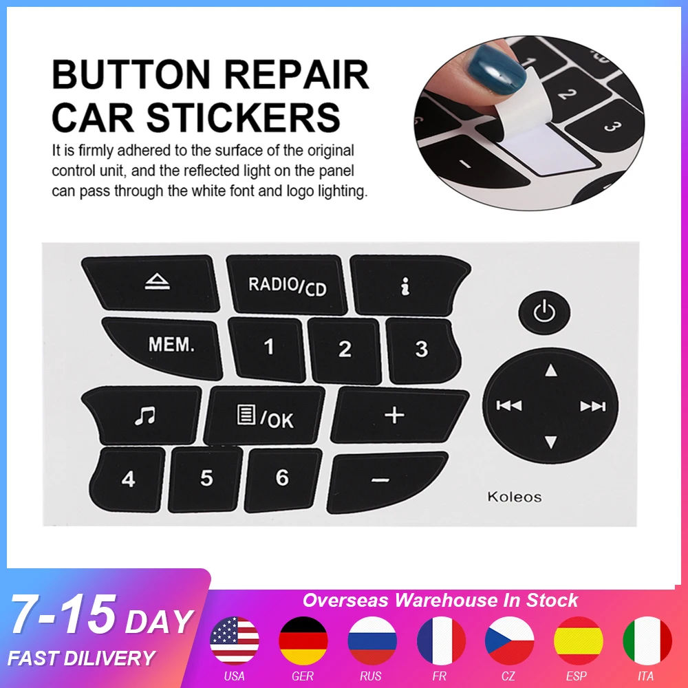 

Car Button Repair Stickers CD Radio Audio Button Repair Decals Stickers For Twingo For Renault Clio And Megane 2009-2011 Sticker