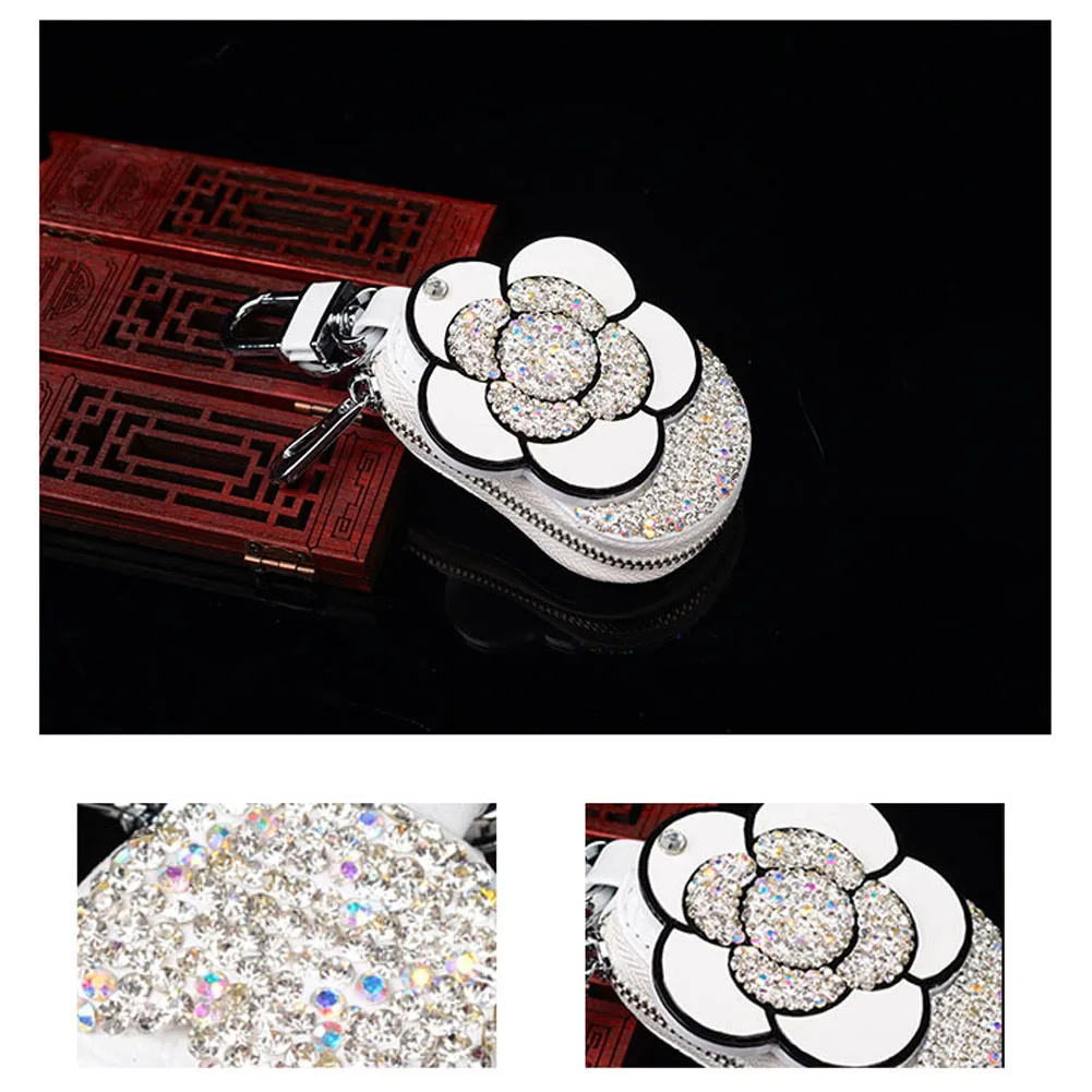 Car Key Bag with Rhinestones Bling for Universal Cover Leather Mirror Inside | Автомобили и мотоциклы
