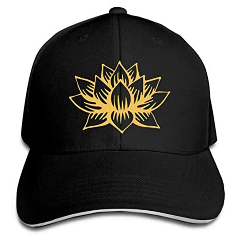 

White Golden Casquette Adjustable Sandwich Hats Durable Men's Baseball CapBlack