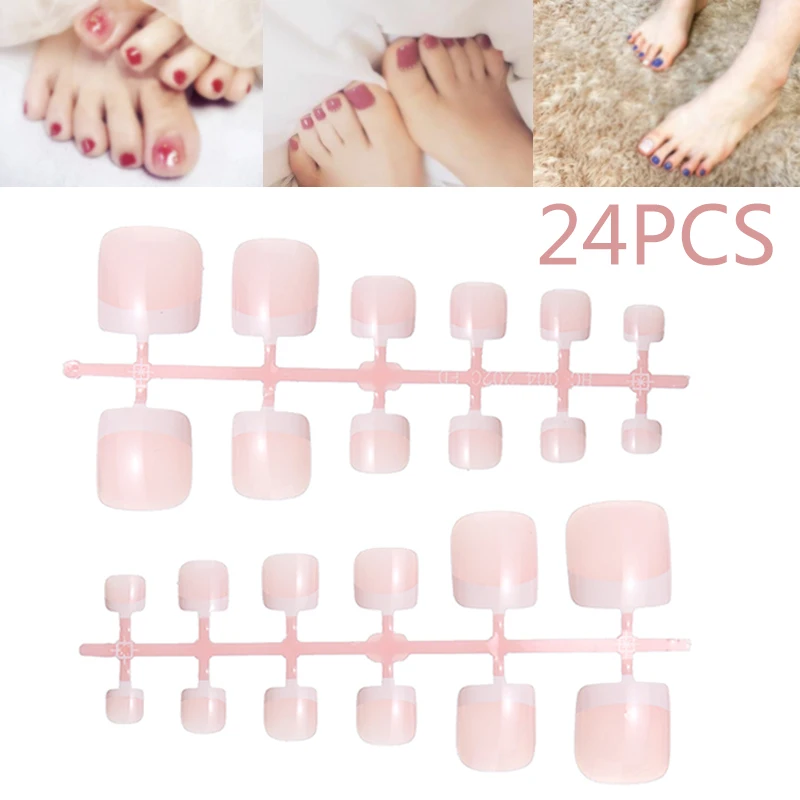 24 шт. искусственные ногти на носках накладные полное покрытие натуральные