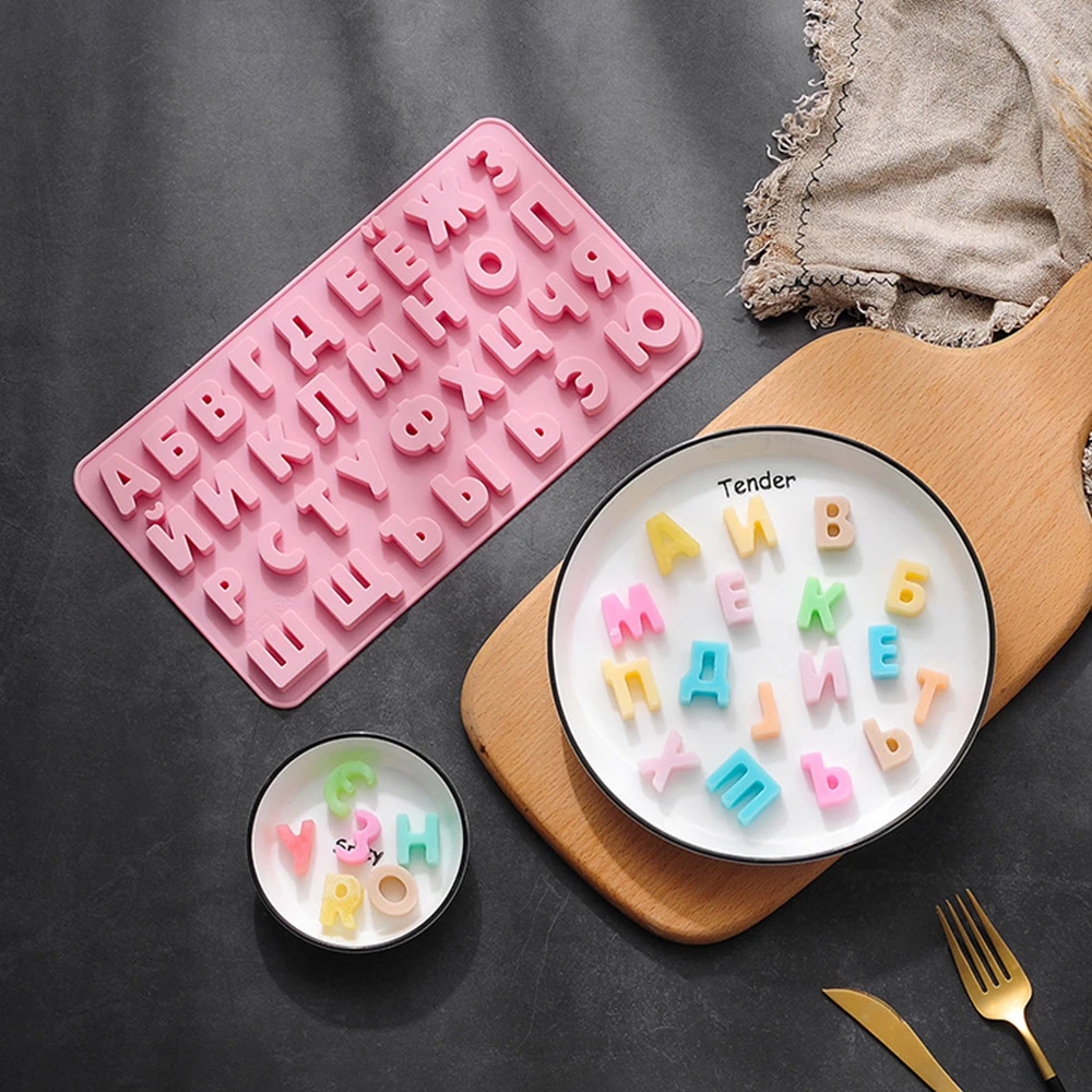 

Russian Alphabet Silicone Mold Letters Chocolate Mold Cake Decorating Tray Fondant Molds Jelly Cookies Candy Kitchen Baking Tool