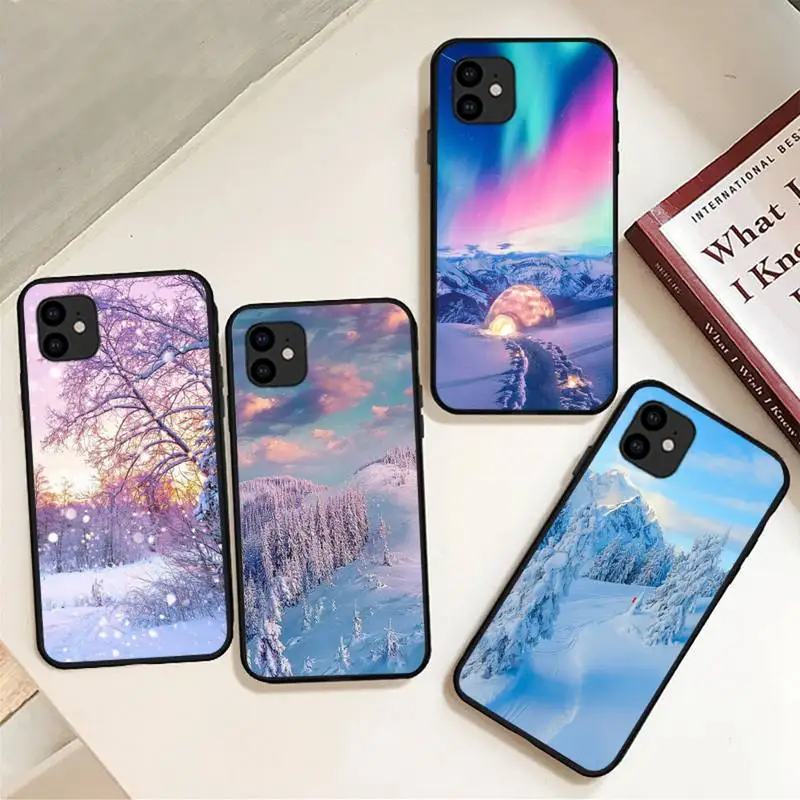 

Landscape Winter Light Snow Phone Case for iphone 12 13 Mini SE 2020 6 6S Plus 7 8 Plus X XR XS 11 Pro Max Fundas Coque cover