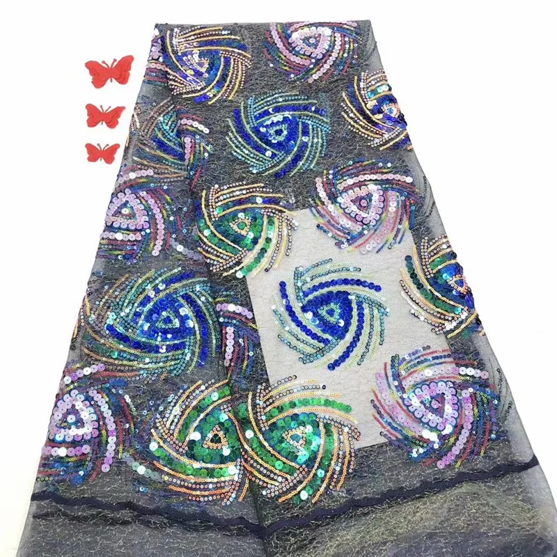 

High Quality 2020 green African French Net Lace Fabric Embroidered Nigerian Lace Fabric Guipure Cord Lace With advanced Sequins