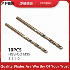 10 шт. Hss-Co M35 3,1-4,0 кобальтовое прямое сверло аксессуары для электроинструмента хвостовик твист