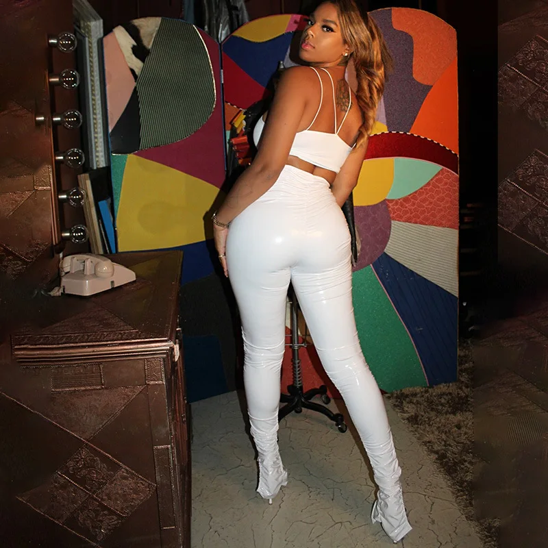 Женские штаны Shestyle из искусственной кожи розовые с высокой талией однотонные