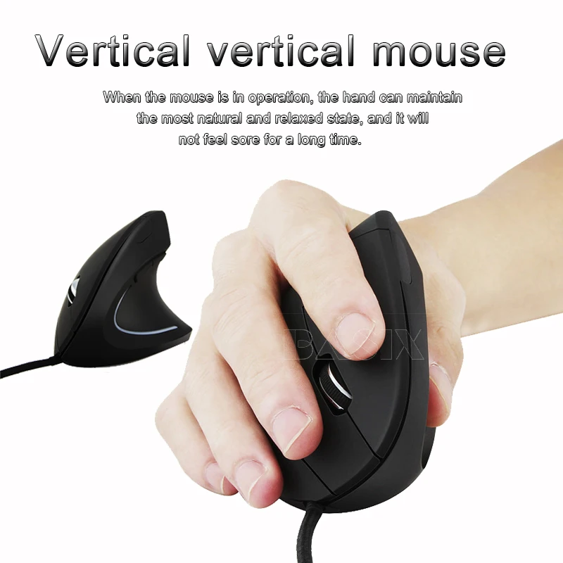 basix usb wired mouse 3200dpi optical ergonomic mouse healthy gamer mouse led backlit for pc desktop vertical computer mice free global shipping