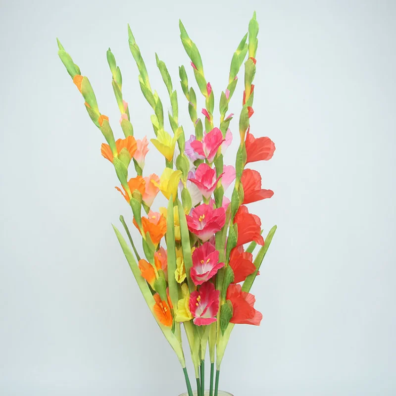 8 головок Ирис гладиолус длинные ветки искусственные шелковые цветы для