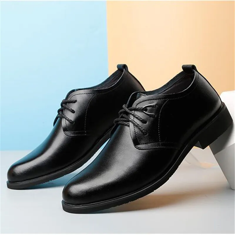 

Height Increased 6CM Oxford Shoes Men Genuine Leather Dress Shoes Male Casual Lace Up Flat Business Shoes Zapato Caballero